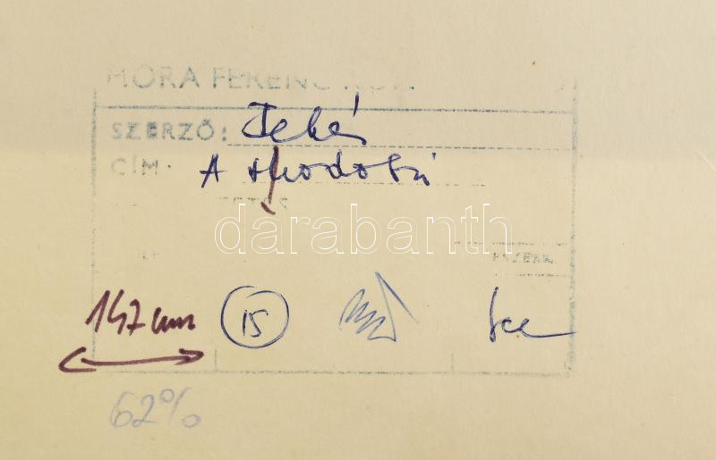 Bánfalvy Ákos (1943-): Illusztráció Fehér Tibor: A ródoszi lovag c. könyvéhez. Lavírozott tus, papír, jelzett, papírra kasírozva. Hátoldalán Móra Ferenc Könyvkiadó Bélyegzőjével. 34,5×24 cm - Image 2