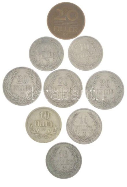 1893KB-1909. 10f Ni (4xklf) + 1915KB 10f alpakka + 1893KB-1908KB 20f Ni (3xklf) + 1947. 20f tombak T:2-3