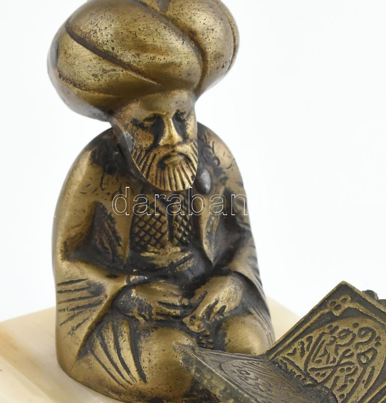 Jelzés nélkül: Naszreddin szúfi hodzsa. Réz, ónis talapzaton, m: 11 cm - Image 2