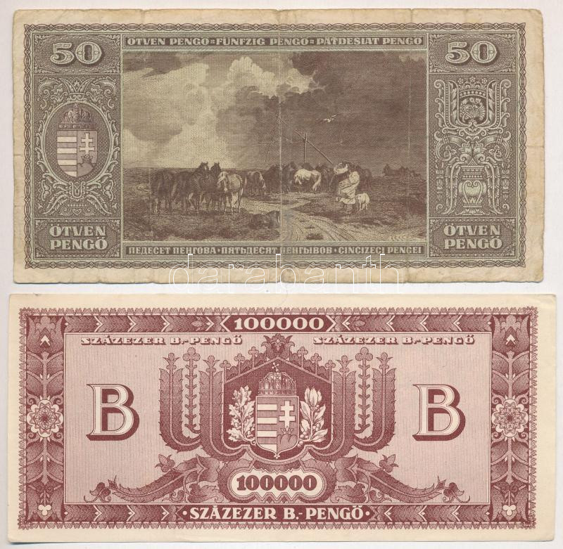 1945. 50P 'D 015 057407' + 1946. 100.000BP T:III-,II- - Image 2