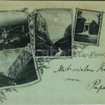 1899 (Vorläufer) Nagyenyed, Aiud; mozaiklap / multi-view postcard. Art Nouveau, floral (lyuk / pinhole)