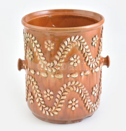 Kerámia pezsgőhűtő, csorbákkal, jelzés nélkül, m: 25 cm