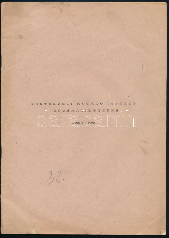 1968-1969 Kertészeti Kutató Intézet rózsaárjegyzéke, szakadt borítóval, 27 p.