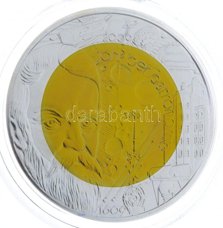 Ausztria 2009. 25E Ag-Nb 'Az asztronómia éve' eredeti tokban, tanúsítvánnyal T:BU Austria 2009. 25 Euro Ag-Nb 'International Year of Astronomy' in original case, with certificate C:BU Krause KM# 3174