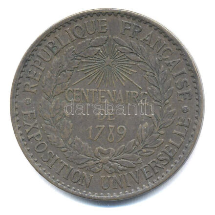 Franciaország 1889. 'Világkiállítás - 1789 Századik évfordulója' kétoldalas bronz emlékérem (33mm). Szign.: Barre T:2 France 1889. 'Exposition Universelle - Centenaire de 1789' two sided bronze commemorative medallion (33mm). Sign.: