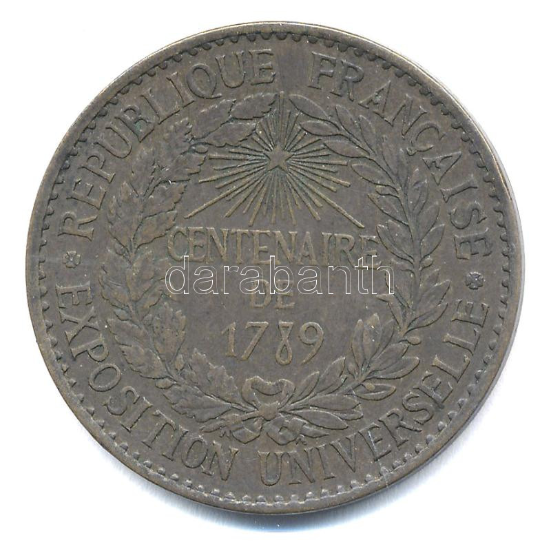 Franciaország 1889. 'Világkiállítás - 1789 Századik évfordulója' kétoldalas bronz emlékérem (33mm). Szign.: Barre T:2 France 1889. 'Exposition Universelle - Centenaire de 1789' two sided bronze commemorative medallion (33mm). Sign.: