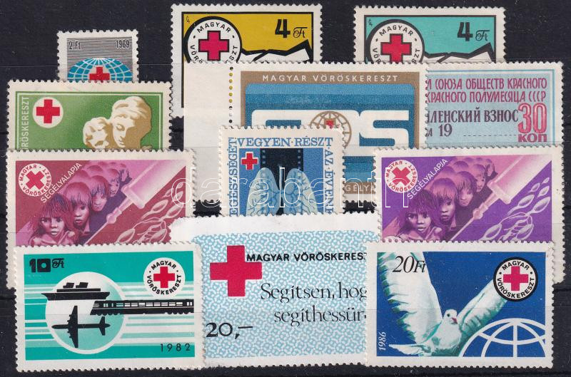 1969-1986 12 db klf. Vöröskereszt adománybélyeg