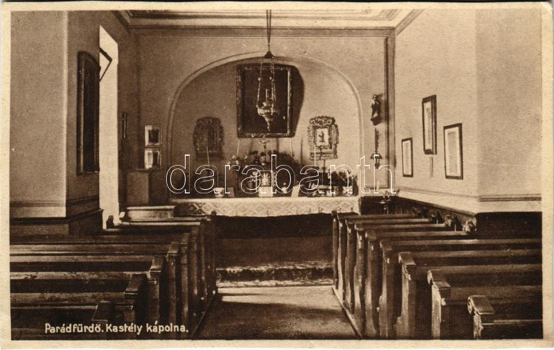 1934 Parádürdő, kastély kápolna, belső (vágott / cut)