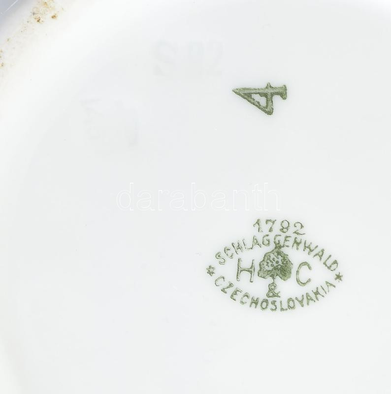 Haas & Czjzek Schlaggenwald fehér mázas porcelán teáskanna, szűrővel, üveg fedővel. Jelzett, a fedőn csorbával, m: 26 cm - Image 2