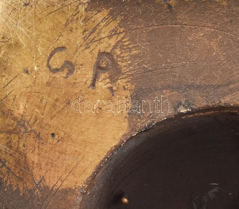 Cs J. jelzéssel: Fiú fej. Bronz dombormű. Jelzett 120x120 mm - Image 2