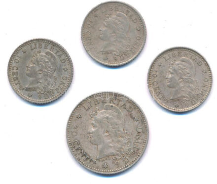 Argentína 1882. 20c Ag + 10c Ag (3x) T:2- patina Argentina 1882. 20 Centavos Ag + 10 Centavos Ag (3x) C:VF patina Krause KM#27, #26