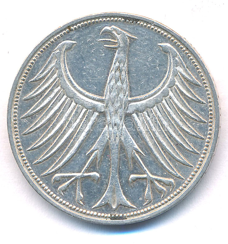 Német Szövetségi Köztársaság 1967F 5M Ag T:2 patina Federal Republic Germany 1967F 5 Mark Ag C:XF patina Krause KM#112 - Image 2