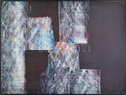 Nagy Gábor György (1966-): Aktuális 1, 1990-91. Olaj, karton, farostra kasírozva, jelzett és datált a hátoldalán. Keretben. 60x80 cm