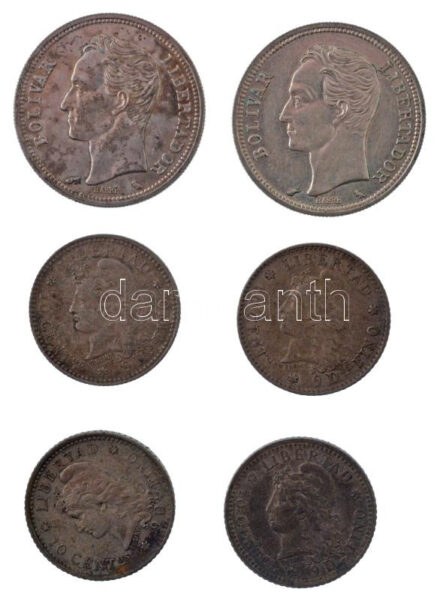 Venezuela 1960. 1B Ag (2x) + Argentína 1882-1883. 10c Ag 4x) T:1-,2 Venezuela 1960. 1 Bolivar Ag (2x) + Argentina 1882-1883 10 Centavos Ag (4x) C:AU-XF