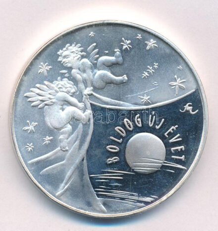 Fritz Mihály (1947-) 2000. 'Boldog Új Évet' ezüstözött fém naptárérem (42,5mm) T:PP