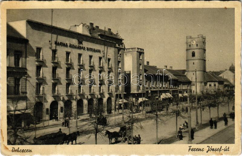 Debrecen, Ferenc József út, Magyar Általános Hitelbank, villamos (b)