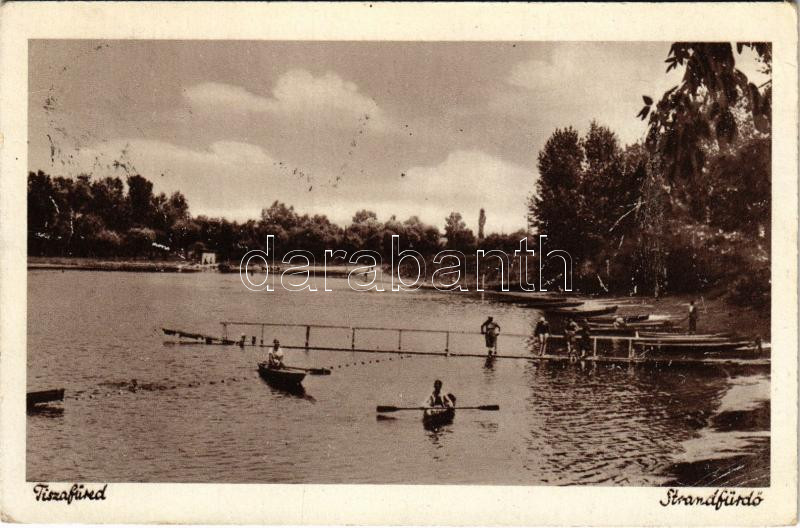 Tiszafüred, Strandfürdő, fürdőzők, evezős csónakok (EK)