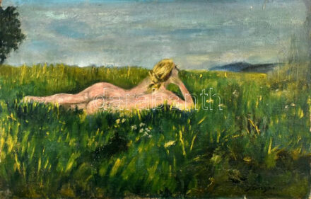 Színyei jelzéssel: Szabadban. Olak, kasírozott vászon. sérült. 29x45cm