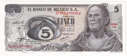 Mexikó 1971. 5P 'U 6045682' T:I Mexico 1971. 5 Pesos 'U 6045682' C:UNC Krause 62.b