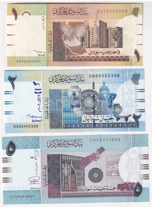 Szudán 2006. 1P + 2P + 2015. 5P T:I Sudan 2006. 1 Pound + 2 Pounds + 2015. 5 Pounds C:Unc Krause 64., 65., 75.c - Image 2