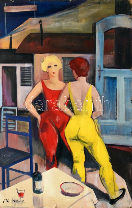 Aba Novák jelzéssel: Fellépés előtt. Olaj, farost, keret nélkül, 75x50cm