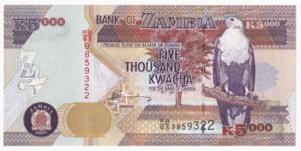 Zambia 2005. 5000K 'FB/03 9859322' T:I Zambia 2005. 5000 Kwacha 'FB/03 9859322' C:UNC Krause 45.b