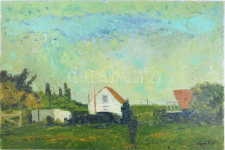 Vass E. jelzéssel: Faluszéle. Olaj, farost. 50x74 cm
