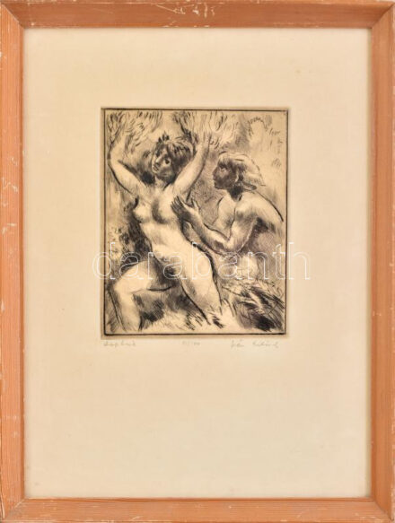 Iván Szilárd (1912-1988): Daphné. Rézkarc, papír, jelzett, számozott (21/100), üvegezett fakeretben, 19x15,5 cm