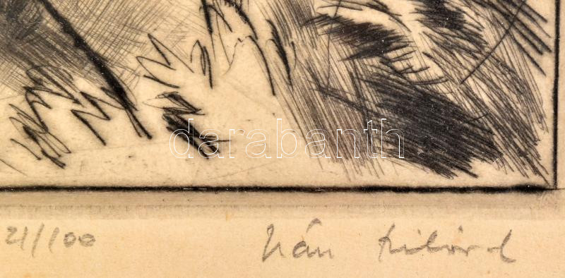 Iván Szilárd (1912-1988): Daphné. Rézkarc, papír, jelzett, számozott (21/100), üvegezett fakeretben, 19x15,5 cm - Image 2