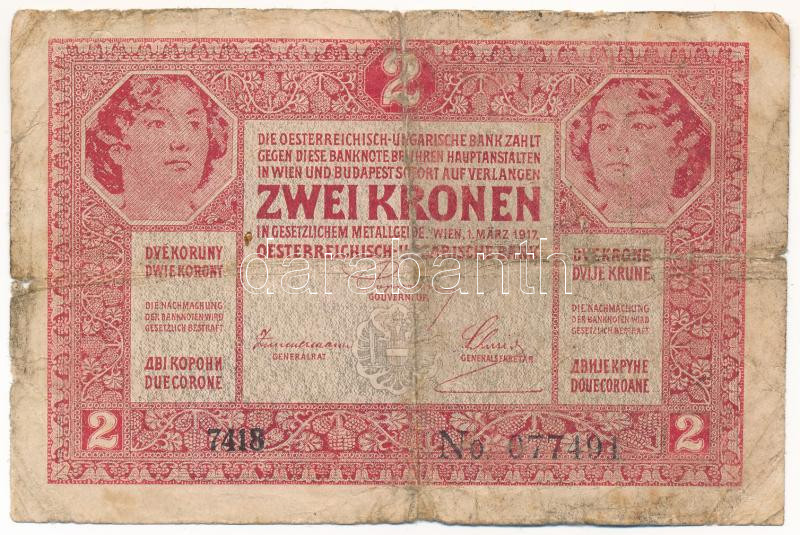 1917. 2K '7000 feletti sorozatszám' T:III-,IV Adamo K6 - Image 2