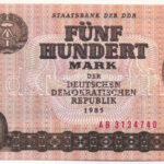 NDK 1985. 500M kiadatlan 'AB 3134740' T:I,I- apró kis folt GDR 1985. 500 Mark unissued 'AB 3134740' C:UNC,AU tiny spot Krause P#33