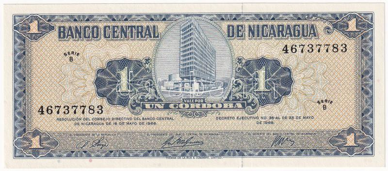 Nicaragua 1968. 1C T:I Nicaragua 1968. 1 Córdoba C:UNC Krause 115. - Image 2