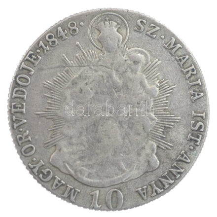 1848KB 10kr Ag 'V. Ferdinánd' Körmöcbánya (3,24g/21mm) T:3 körbevágva / Hungary 1848KB 10 Kreuzer Ag 'Ferdinand V' Kremnica (3,24g/21mm) C:F cropped Adamo B4