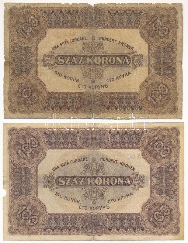 1920. 100K 'Orell Füssli Zürich' (2x) T:III,IV a jobb állapotún kis beszakadás, oldalán kisebb anyaghiány Adamo K29 - Image 2
