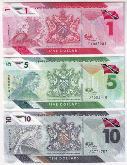 Trinidad és Tobago 2020. 1D + 5D + 10D T:I Trinidad and Tobago 2020. 1 Dollar + 5 Dollars + 10 Dollars C:UNC