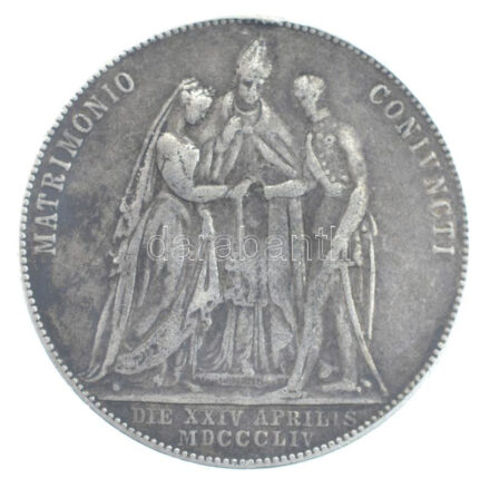 Ausztria 1854A 1G Ag 'Ferenc József és Erzsébet házasságkötése' Bécs T:3 patina, fülnyom Austria 1854A 1 Gulden Ag 'Wedding of Franz Joseph and Elisabeth' Vienna C:F patina, fülnyom Krause X#M1