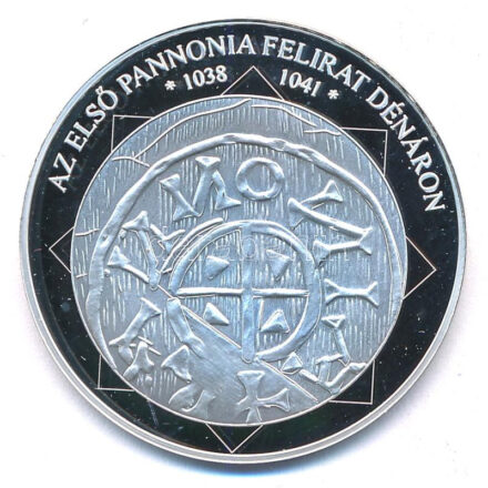 DN 'A magyar nemzet pénzérméi - Az első Pannonia felirat dénáron 1038-1041' Ag emlékérem tanúsítvánnyal (10,37g/0.999/35mm) T:PP