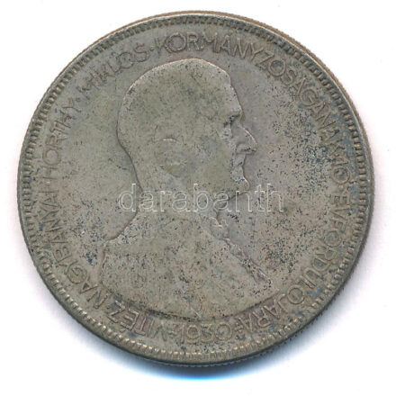 1930. 5P Ag 'Horthy jobbra' T:3 patina Adamo P8