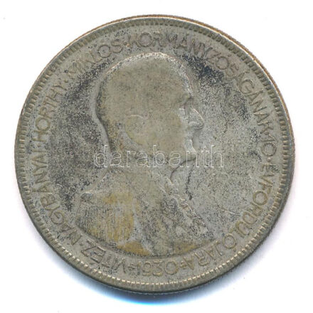 1930. 5P Ag 'Horthy jobbra' T:3 patina Adamo P8