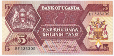 Uganda 1987. 5Sh T:I Uganda 1987. 5 Shillings C:UNC Krause P#27