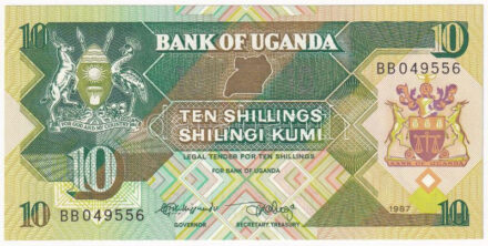 Uganda 1987. 10Sh T:I Uganda 1987. 10 Shillings C:UNC Krause P#28