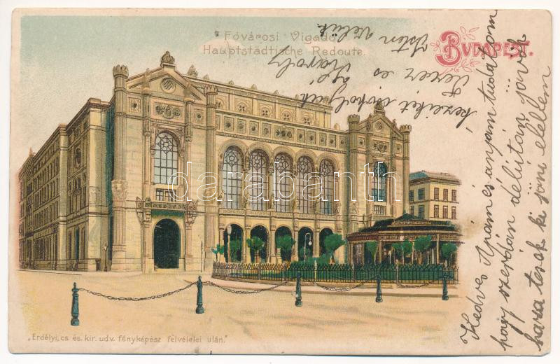 1908 Budapest V. Fővárosi vigadó. litho (ázott / wet damage)