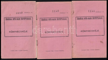 1911 Cibakházai Motor-Malom Rt. 3 db könyvecskéje, egy két bejegyzéssel, pecséttel.
