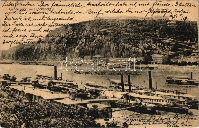 1903 Budapest XI. Gellérthegy, Citadella, rakpart, hajóállomás. Divald Károly 55. (EK)