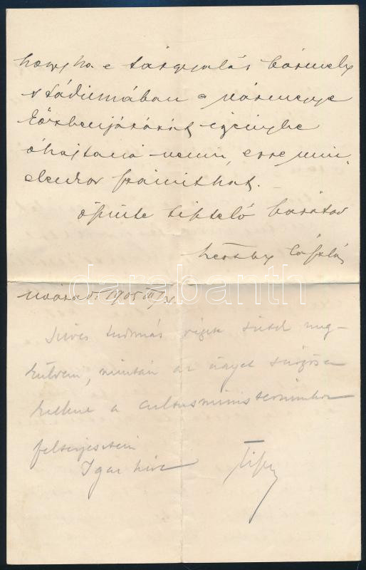 1905 Besenyői és örvendi Beöthy László (1860-1943) Bihar vármegyei és nagyváradi főispán, miniszter, földbirtokos autográf levele melyben a nagyszalontai gimnázium segélyezése tárgyában tett erőfeszítésekről ír három és - Image 4