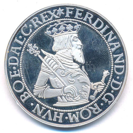 DN 'Magyar tallérok utánveretben - I. Ferdinánd tallérja 1556' kétoldalas Ag emlékérem, tanúsítvánnyal (20g/0.999/38,6mm) T:PP ujjlenyomat