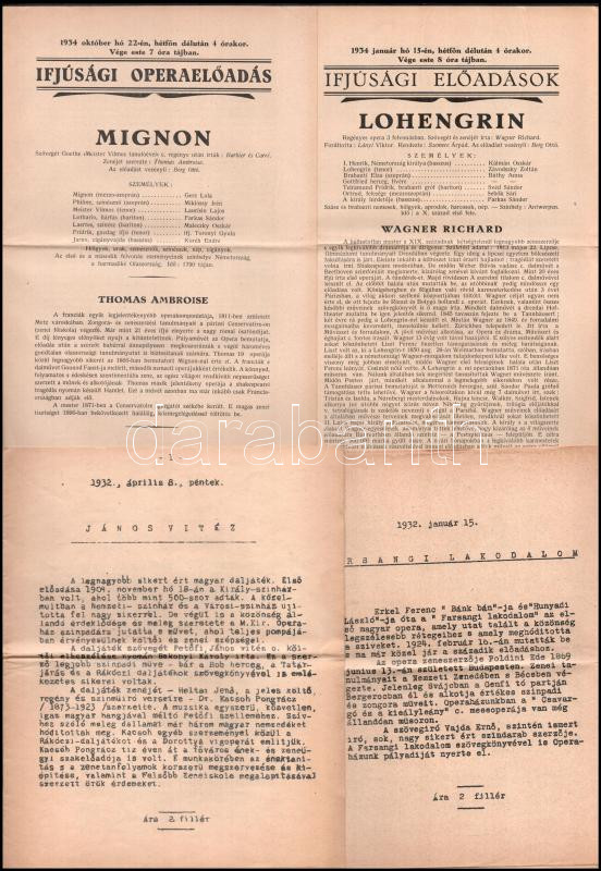 cca 1933-38 Ifjúsági opera- és színházelőadások ismertető füzetei, 8 db, részben kisebb szakadásokkal, 21x17 és 24x16 cm - Image 2