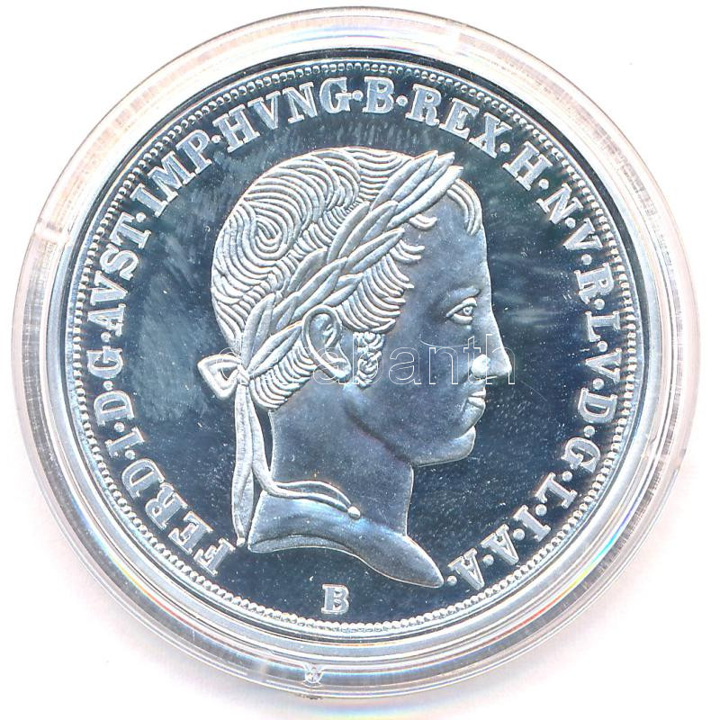 DN 'Magyar tallérok utánveretben - V. Ferdinánd tallérja 1837' Ag emlékérem tanúsítvánnyal (20g/0.999/38,6mm) T:PP