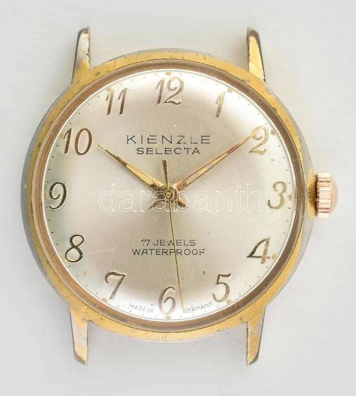 Kienzle Selecta kézi felhúzós karóra, hibátlan számlappal, karcos plexivel, működő, jó állapotban d: 33 mm