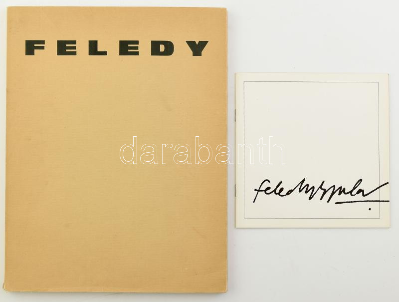 Feledy Gyula (1928-2010) festő, grafikus 2 db katalógusa, egyik számozott. Kiadói papírkötés, jó állapotban.